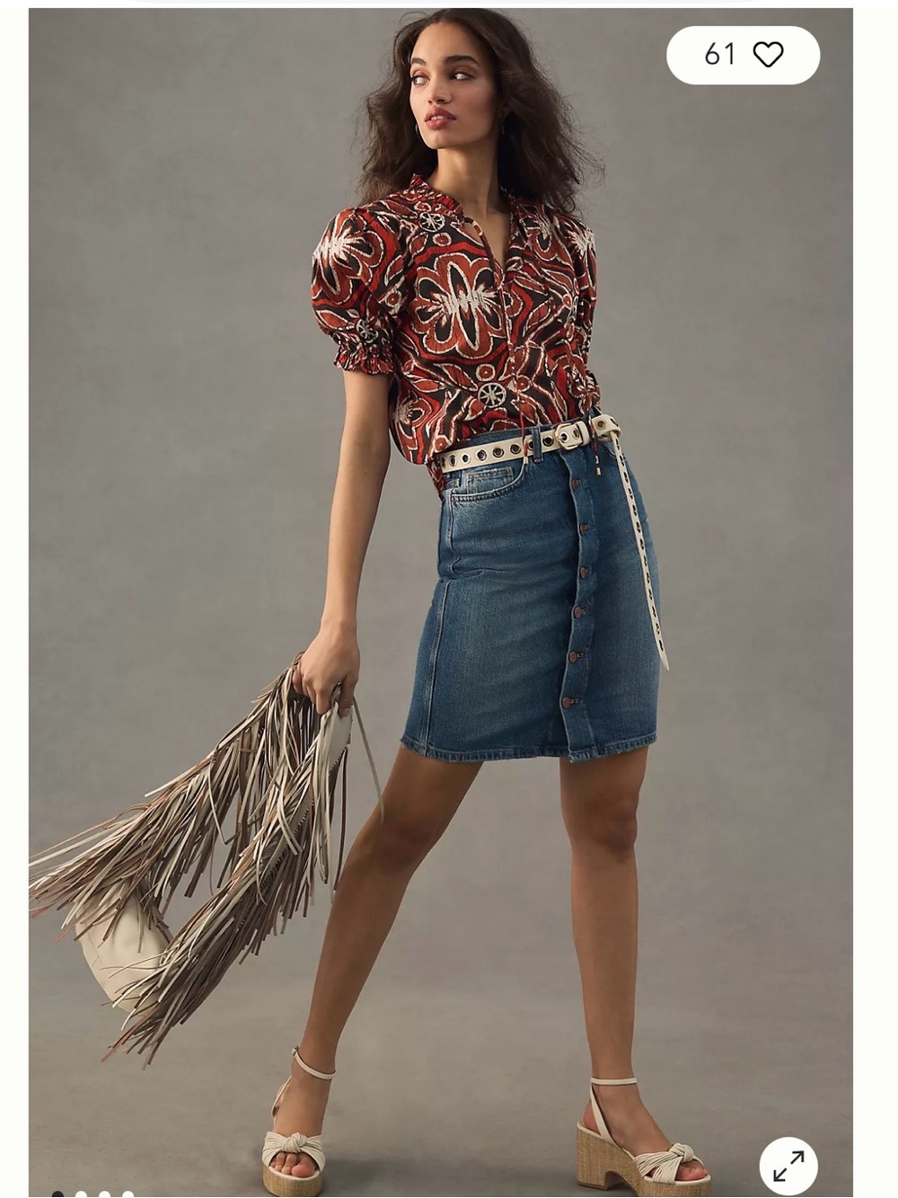 Anthropologie leather Cascade Fringe Tote Bag. (Mix25)